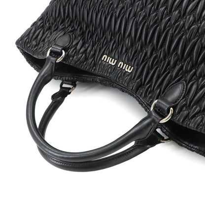 Miu Miu Matelasse 2-Way Hand Chain Shoulder Bag Leather Black Silver — view 6