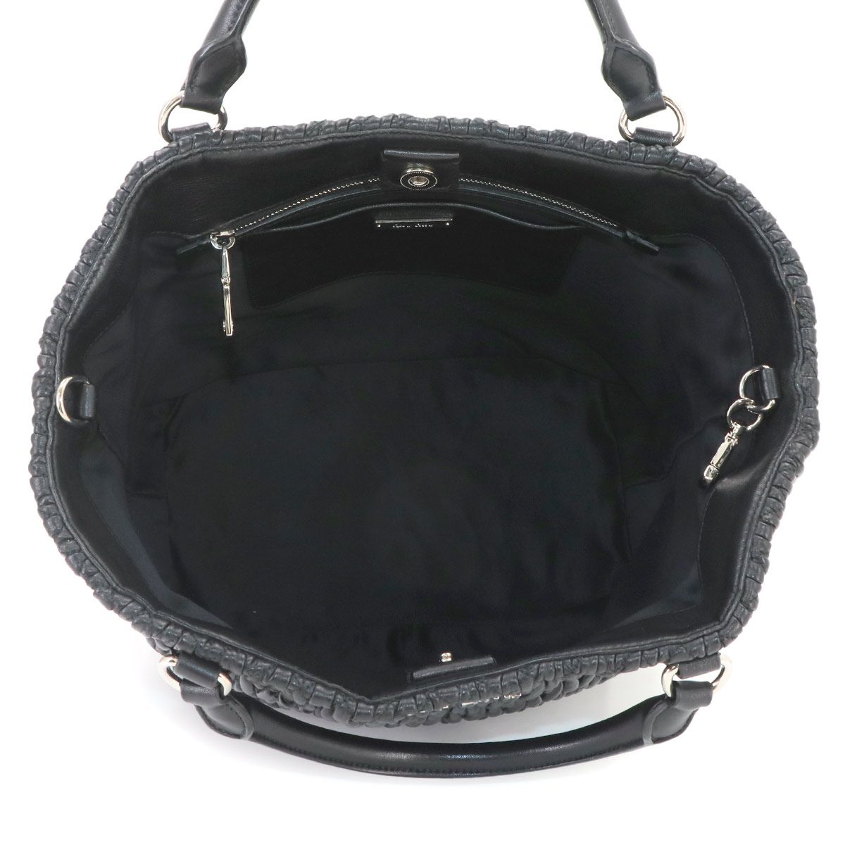 Miu Miu Matelasse 2-Way Hand Chain Shoulder Bag Leather Black Silver — view 7