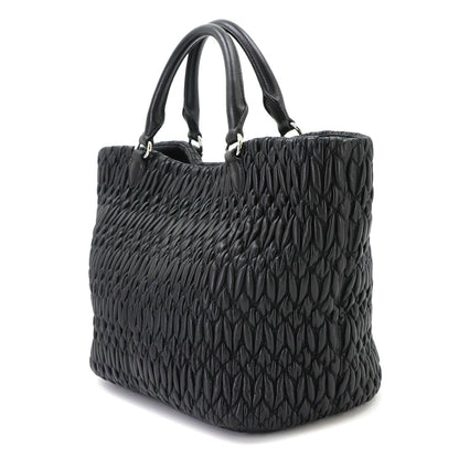 Miu Miu Matelasse 2-Way Hand Chain Shoulder Bag Leather Black Silver — view 4