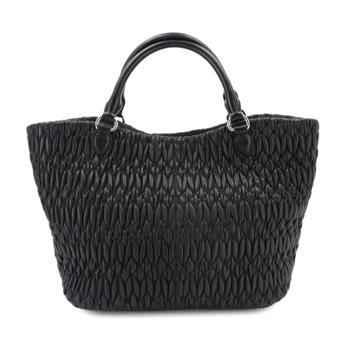 Miu Miu Matelasse 2-Way Hand Chain Shoulder Bag Leather Black Silver — view 3