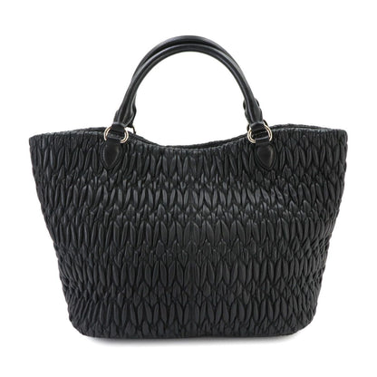 Miu Miu Matelasse 2-Way Hand Chain Shoulder Bag Leather Black Silver — view 3