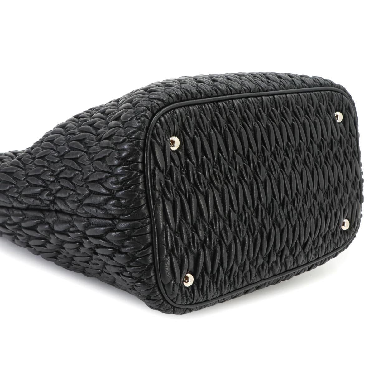 Miu Miu Matelasse 2-Way Hand Chain Shoulder Bag Leather Black Silver — view 5