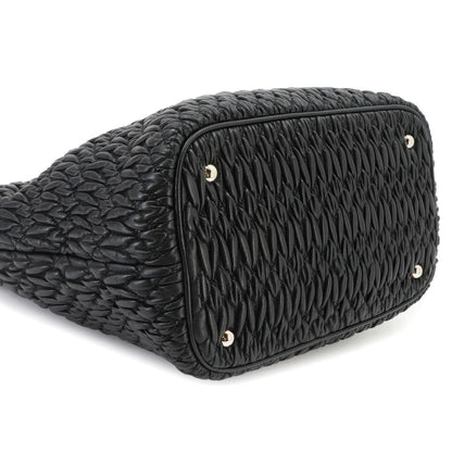 Miu Miu Matelasse 2-Way Hand Chain Shoulder Bag Leather Black Silver — view 5