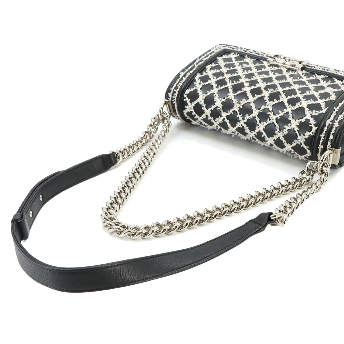 Chanel Boy Small Chain Shoulder Bag Lambskin Black Sequins — view 6