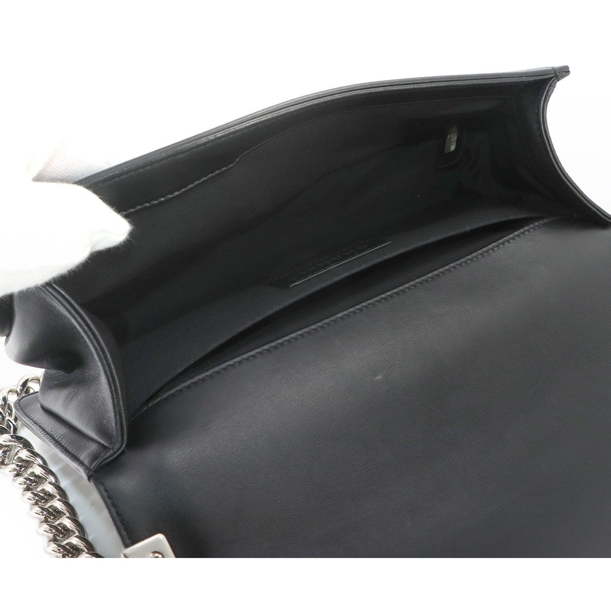 Chanel Boy Small Chain Shoulder Bag Lambskin Black Sequins — view 8