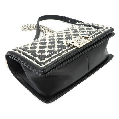 Chanel Boy Small Chain Shoulder Bag Lambskin Black Sequins — view 5