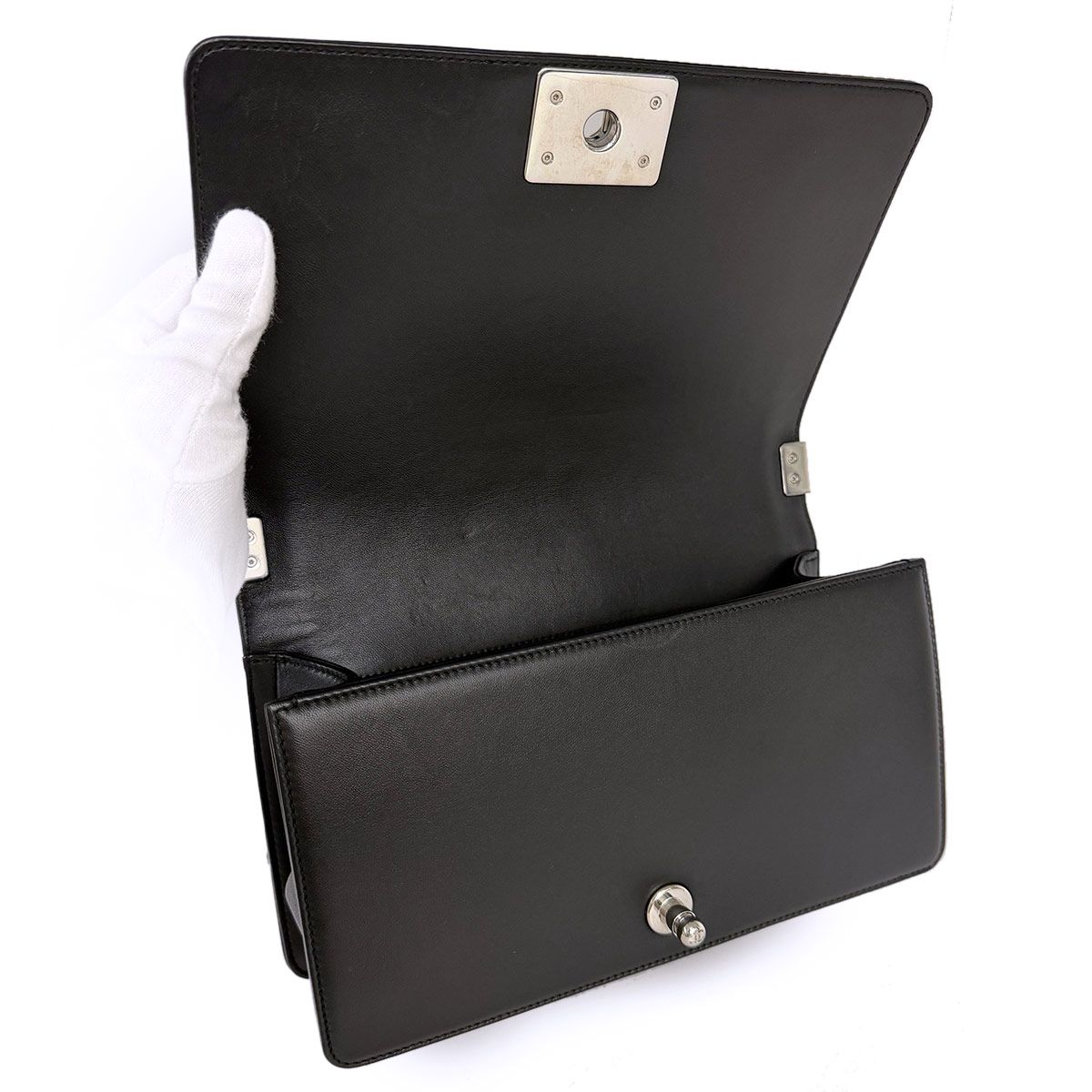 Chanel Boy Small Chain Shoulder Bag Lambskin Black Sequins — view 7