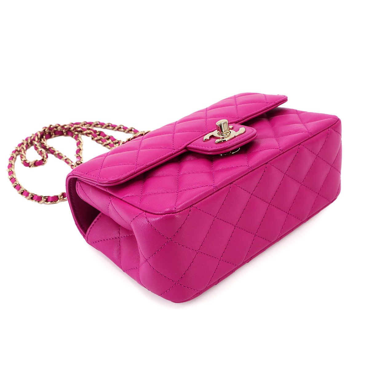 Chanel Quilted Top Handle Mini Flap 2-Way Hand Chain Shoulder Bag Lambskin — view 5