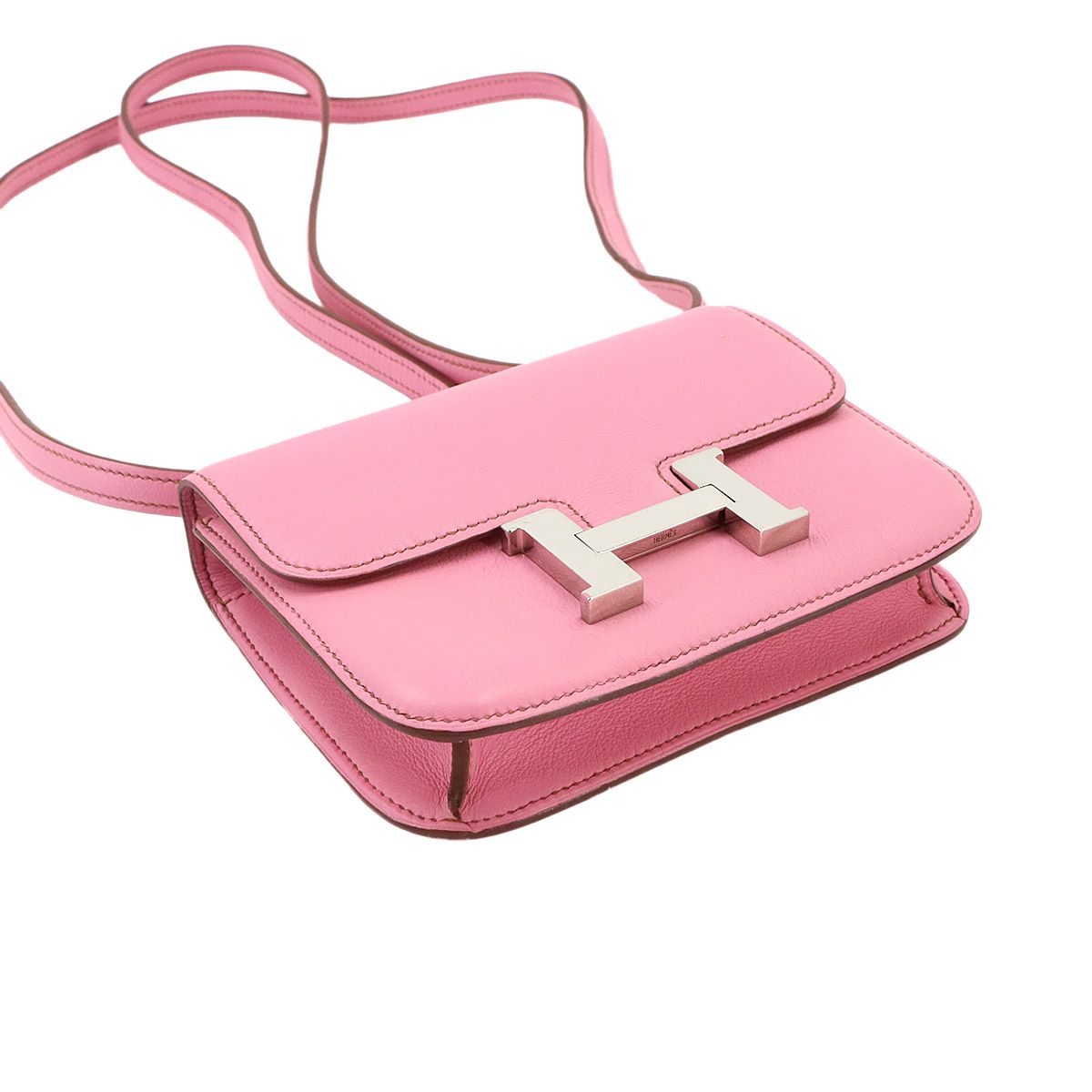 Hermes Constance 14 Micro Shoulder Bag Swift Pink Silver — view 4