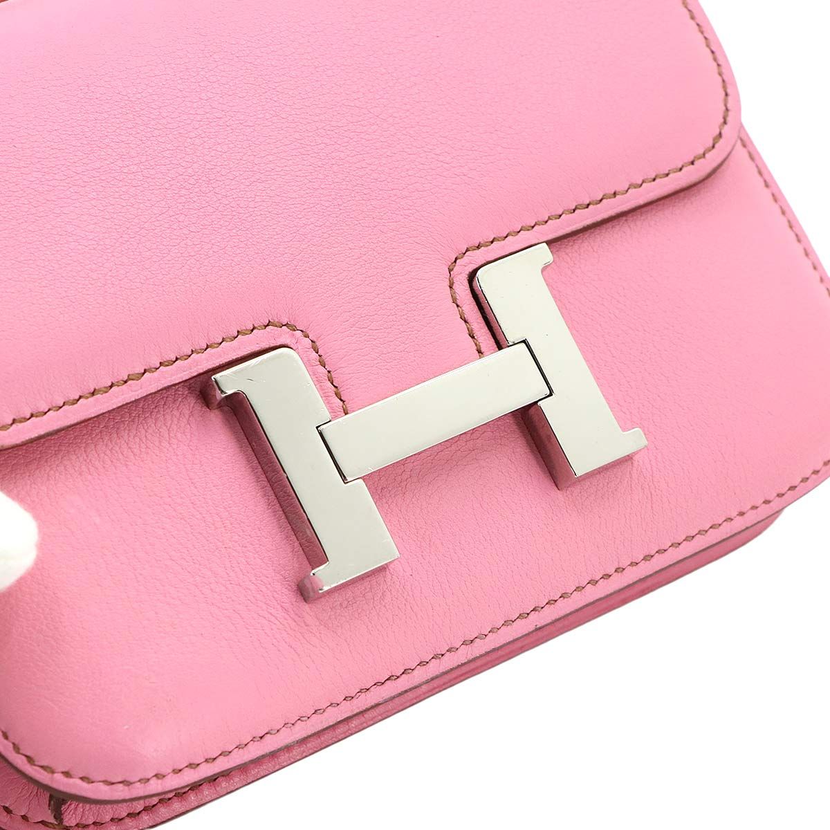 Hermes Constance 14 Micro Shoulder Bag Swift Pink Silver — view 8