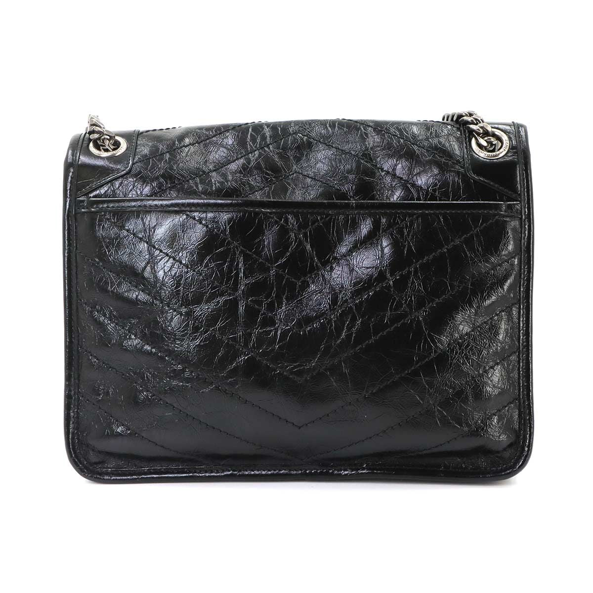 Saint Laurent Niki Medium Chain Shoulder Bag Leather Noir Silver — view 2