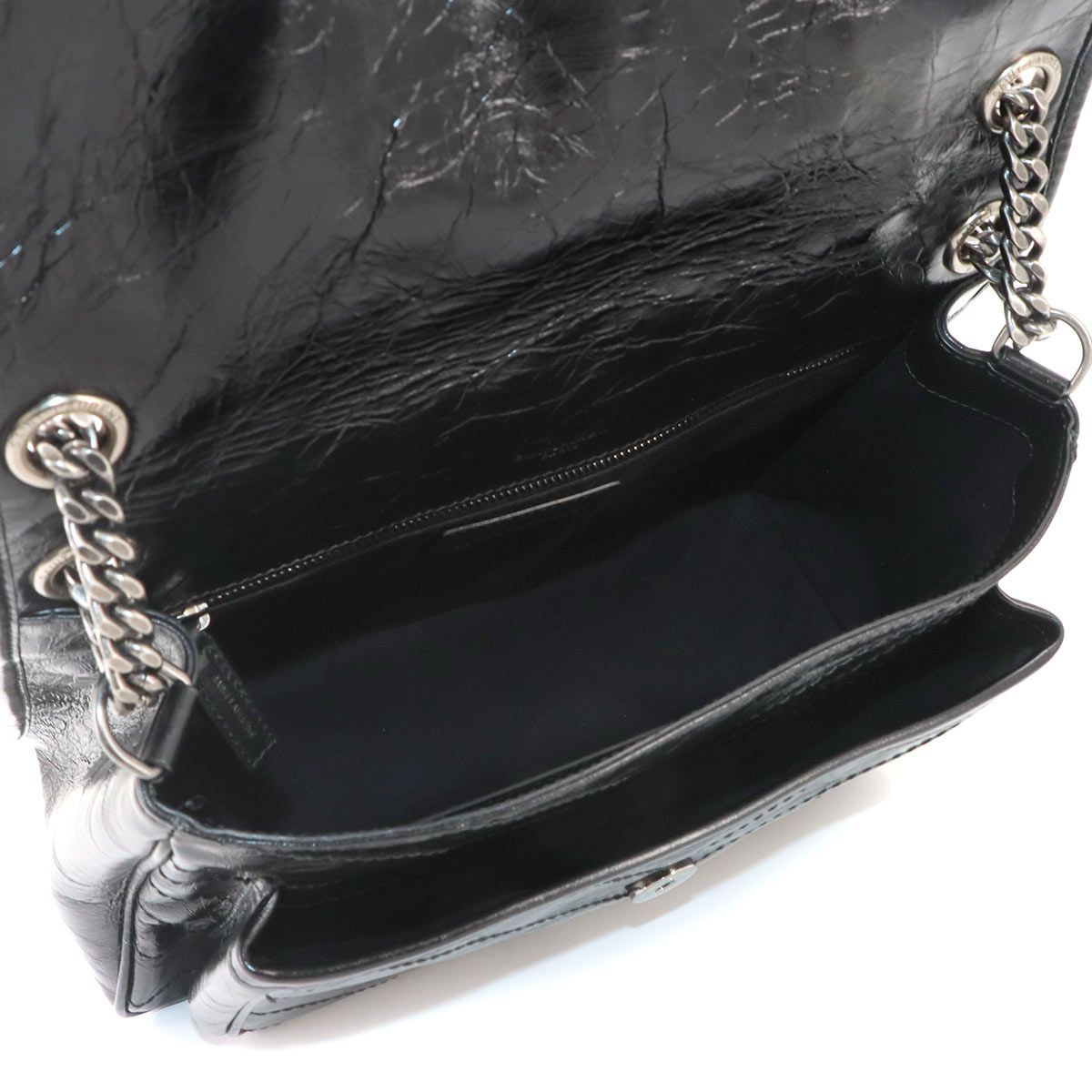 Saint Laurent Niki Medium Chain Shoulder Bag Leather Noir Silver — view 7