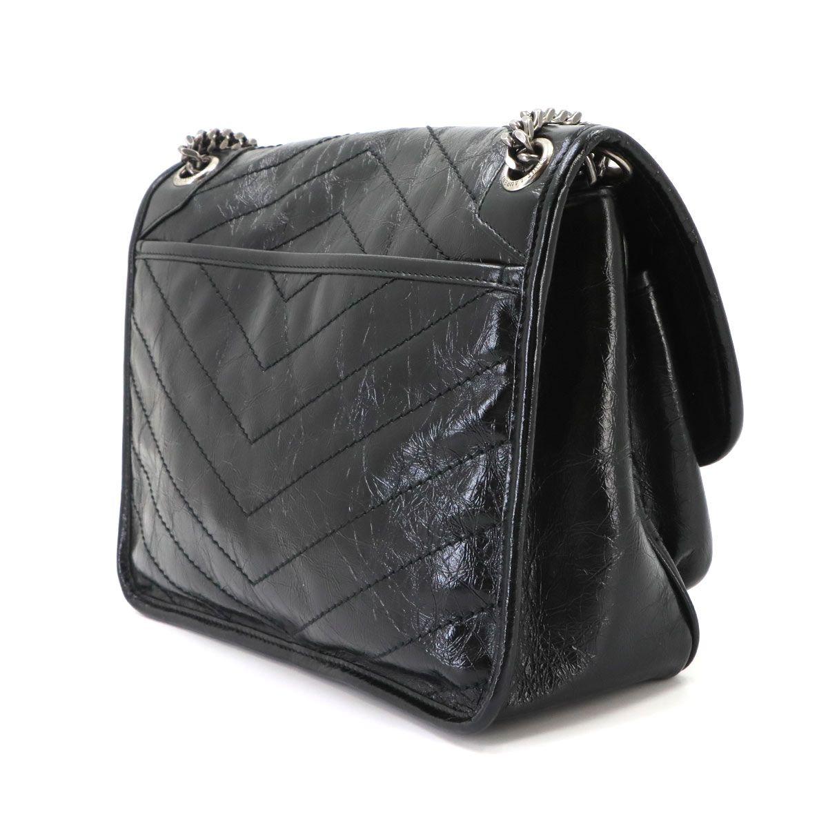 Saint Laurent Niki Medium Chain Shoulder Bag Leather Noir Silver — view 3