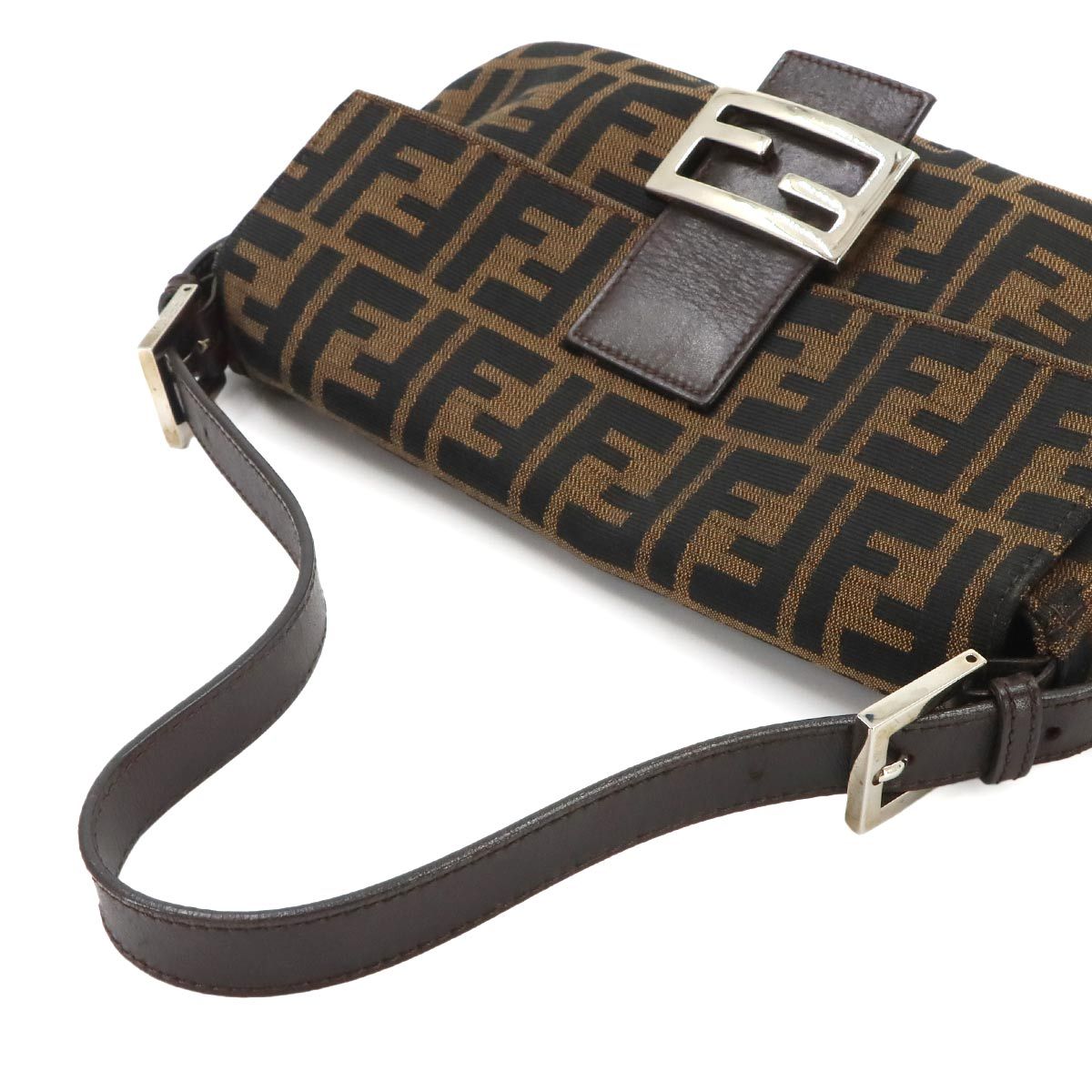 Fendi Zucca Mamma Baguette Shoulder Bag Canvas Leather Brown Silver — view 5