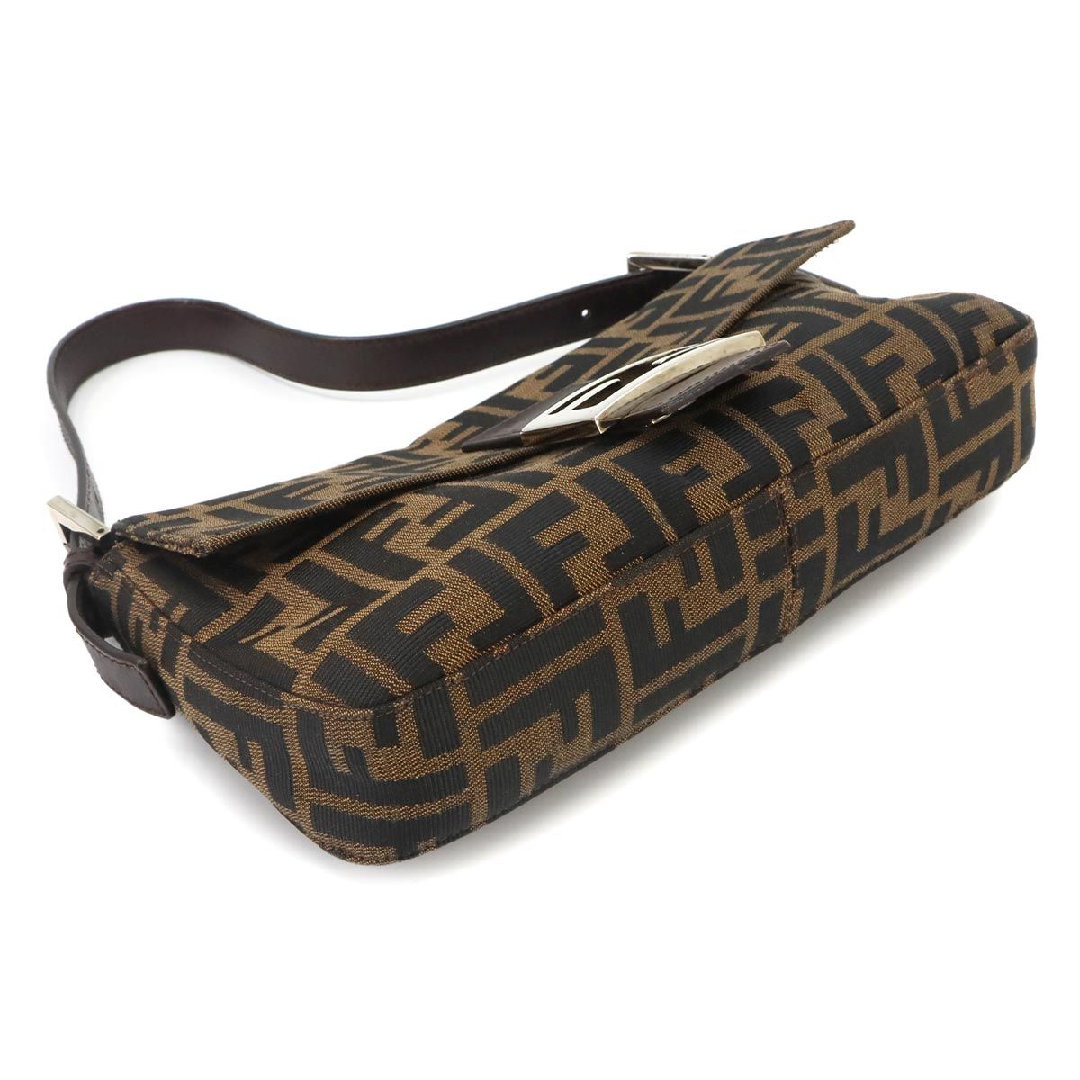 Fendi Zucca Mamma Baguette Shoulder Bag Canvas Leather Brown Silver — view 4