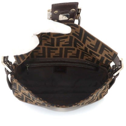 Fendi Zucca Mamma Baguette Shoulder Bag Canvas Leather Brown Silver — view 6