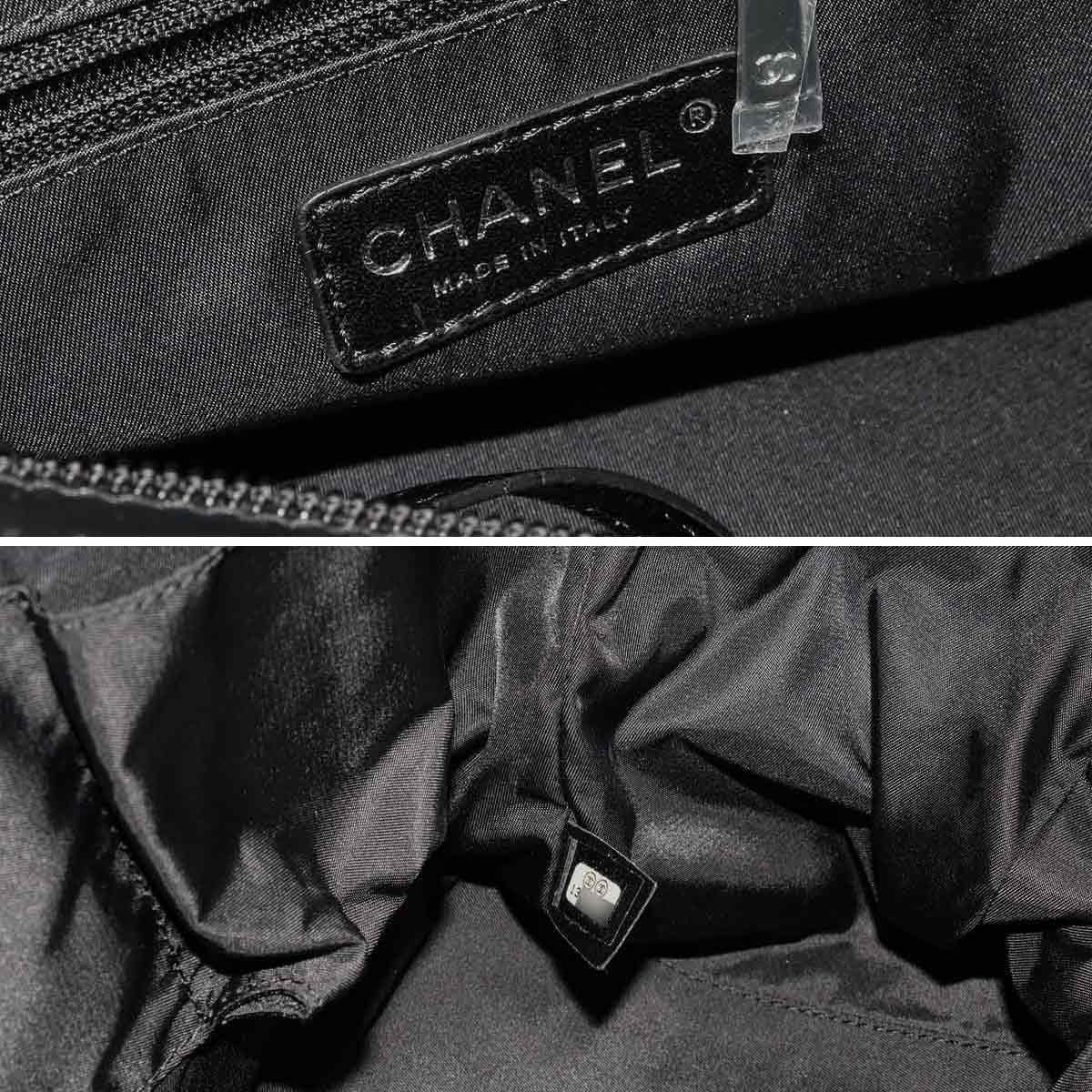 Chanel Paris Biarritz GM Tote Nylon Leather Black Silver — view 8