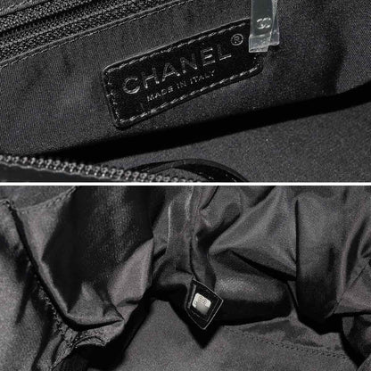 Chanel Paris Biarritz GM Tote Nylon Leather Black Silver — view 8