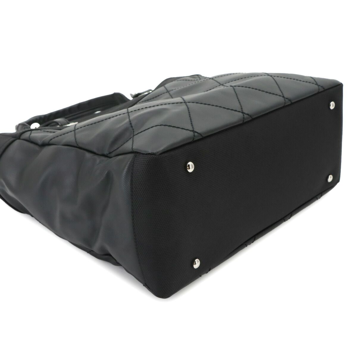 Chanel Paris Biarritz GM Tote Nylon Leather Black Silver — view 5