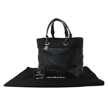 Chanel Paris Biarritz GM Tote Nylon Leather Black Silver — view 2
