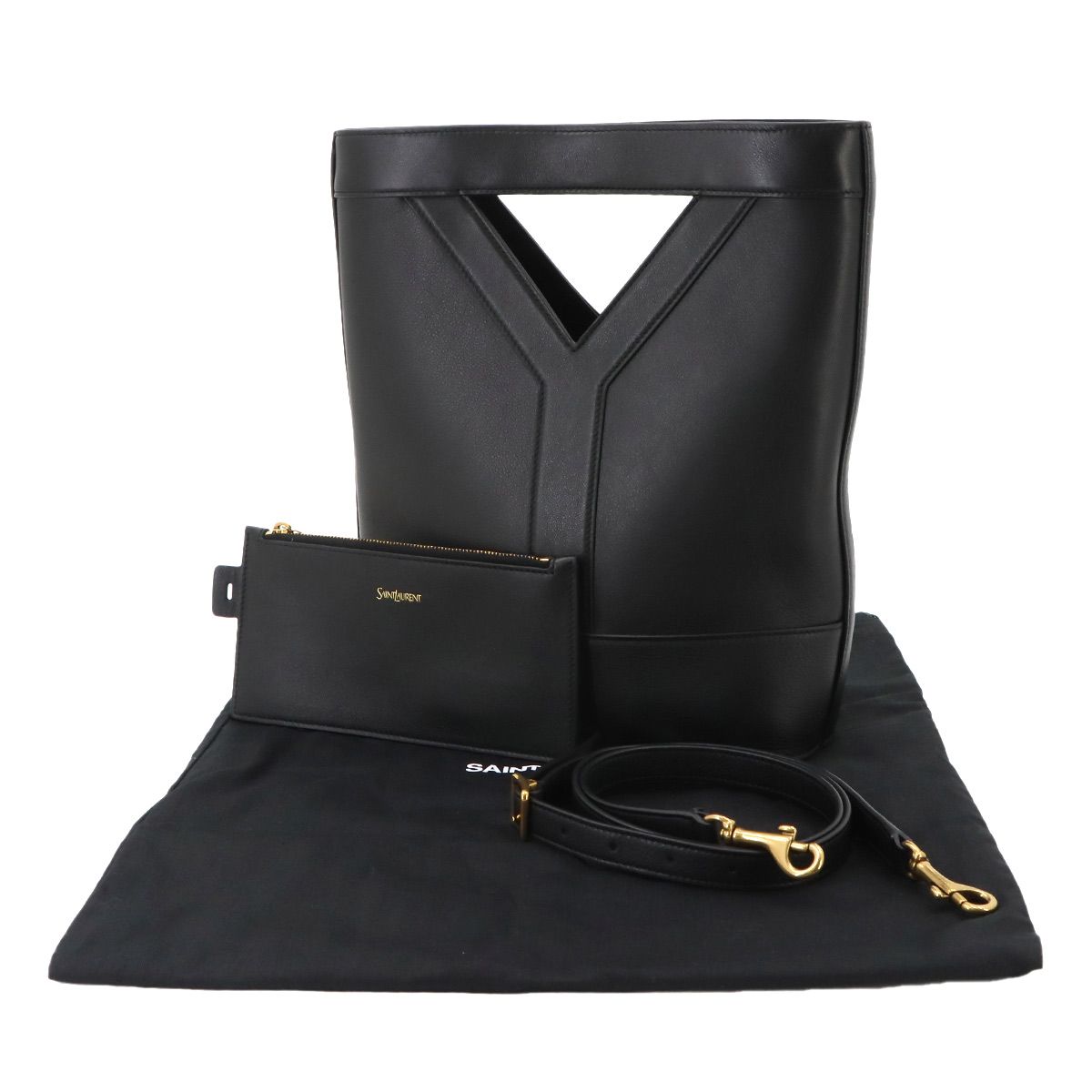 Saint Laurent Bucket Small 2-Way Bag Leather Black — view 2