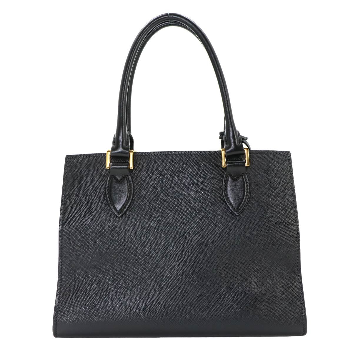 Prada Saffiano 2-Way Bag Leather Nero Black Gold Hand Bag — view 2