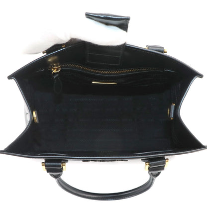 Prada Saffiano 2-Way Bag Leather Nero Black Gold Hand Bag — view 6