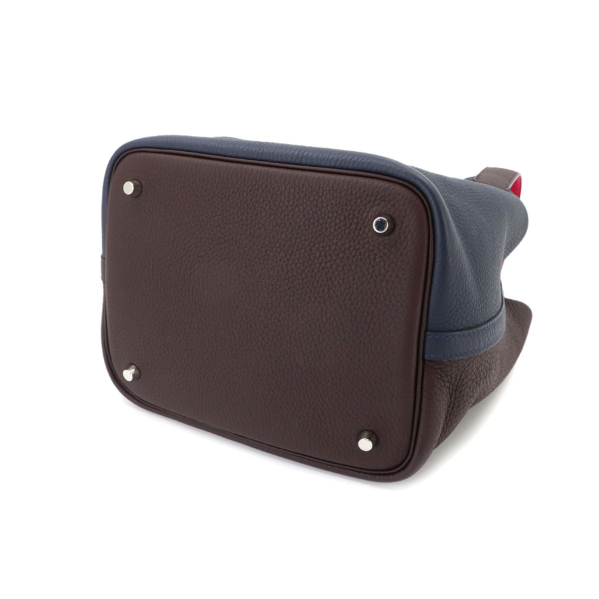 Hermes Picotin Lock 22 Casaque 2 Hand Bag Taurillon Clemence Bleu Nuit Rouge — view 5