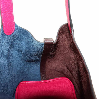 Hermes Picotin Lock 22 Casaque 2 Hand Bag Taurillon Clemence Bleu Nuit Rouge — view 8