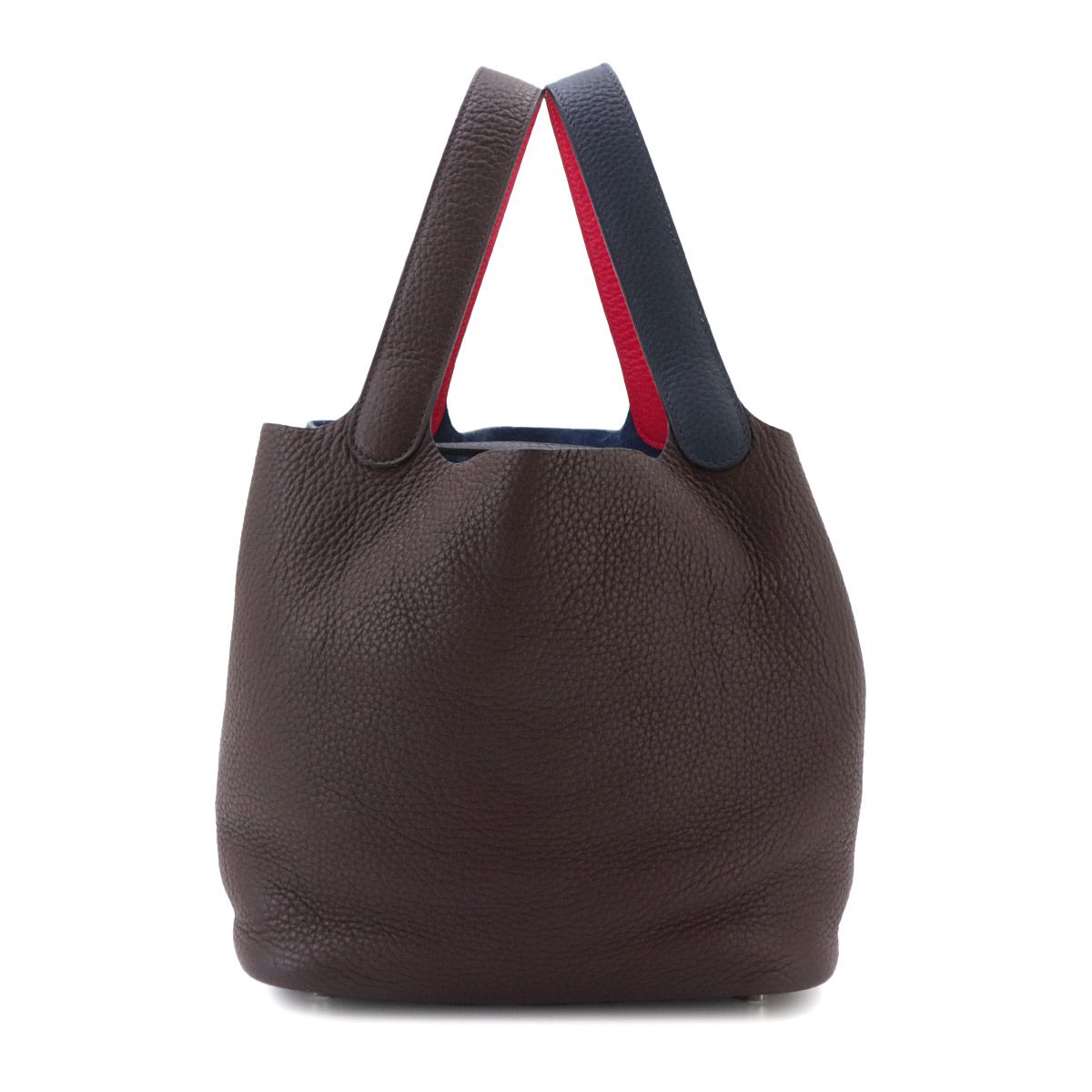 Hermes Picotin Lock 22 Casaque 2 Hand Bag Taurillon Clemence Bleu Nuit Rouge — view 3
