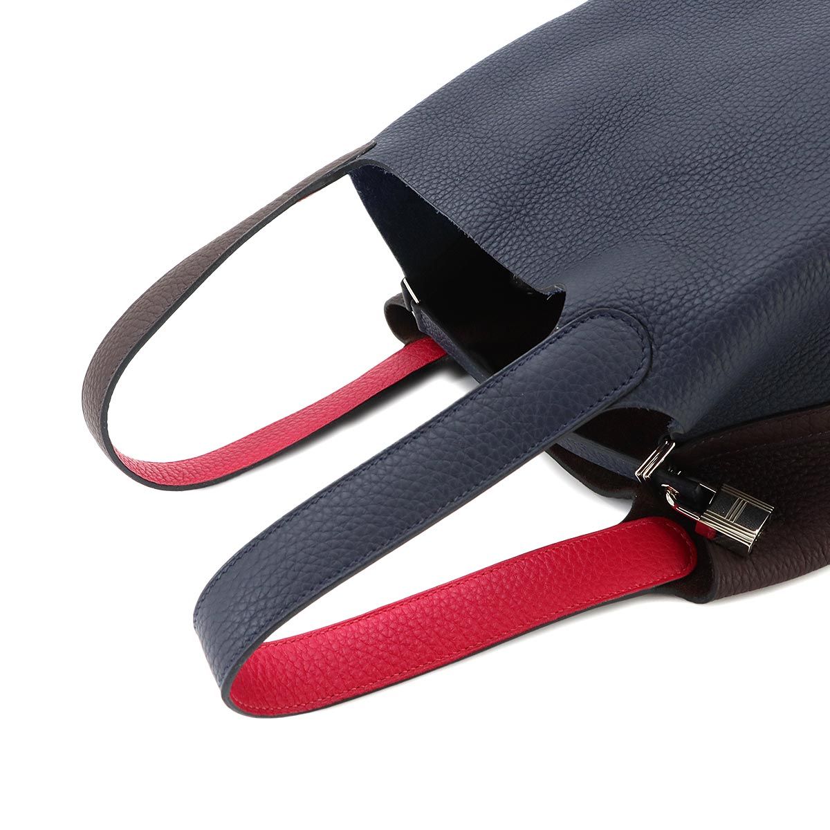 Hermes Picotin Lock 22 Casaque 2 Hand Bag Taurillon Clemence Bleu Nuit Rouge — view 6