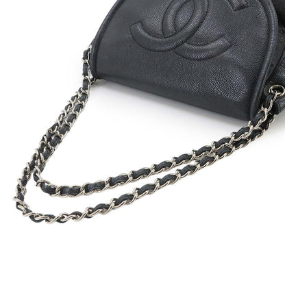 Chanel Half Moon Chain Shoulder Bag Caviar Leather Black Silver — view 5