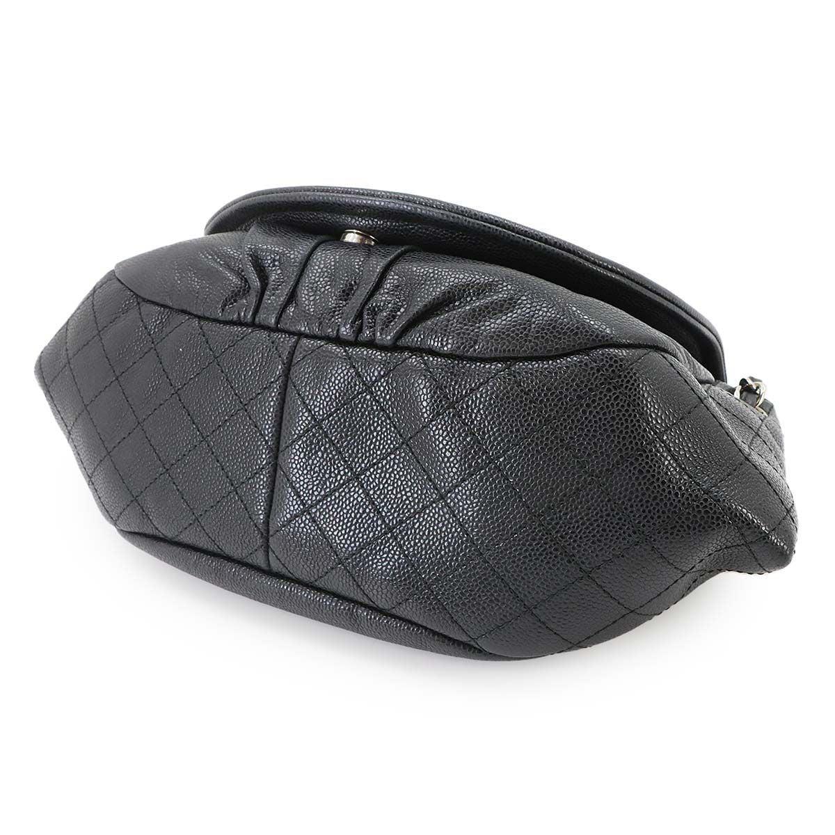 Chanel Half Moon Chain Shoulder Bag Caviar Leather Black Silver — view 4