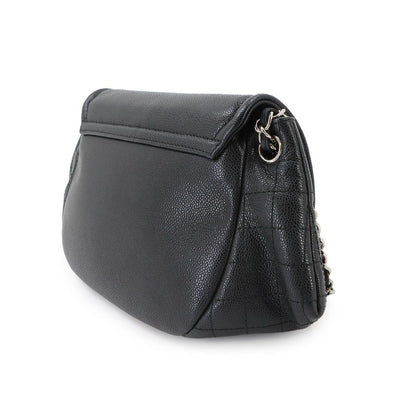 Chanel Half Moon Chain Shoulder Bag Caviar Leather Black Silver — view 3