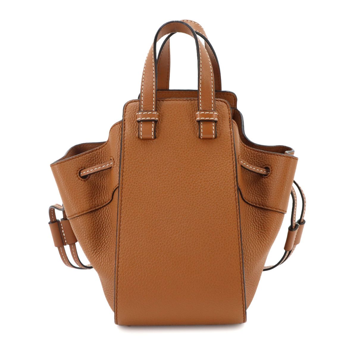 Loewe Hammock Drawstring Mini 2-Way Bag Leather Brown Gold — view 3