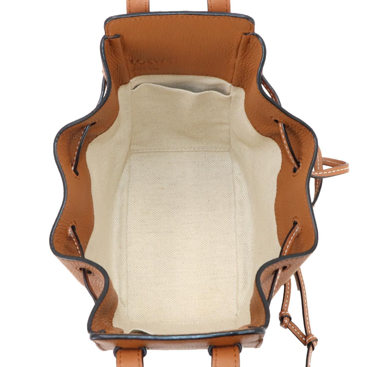 Loewe Hammock Drawstring Mini 2-Way Bag Leather Brown Gold — view 6
