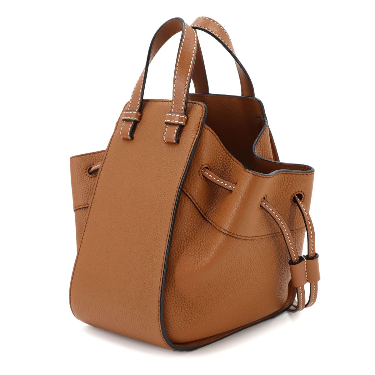 Loewe Hammock Drawstring Mini 2-Way Bag Leather Brown Gold — view 4
