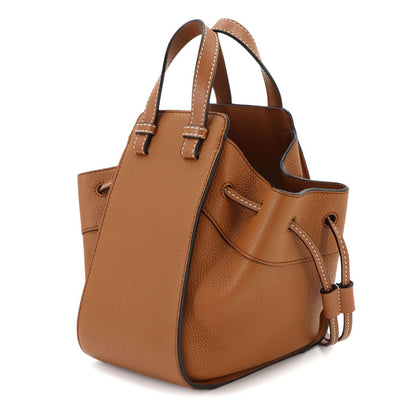 Loewe Hammock Drawstring Mini 2-Way Bag Leather Brown Gold — view 4