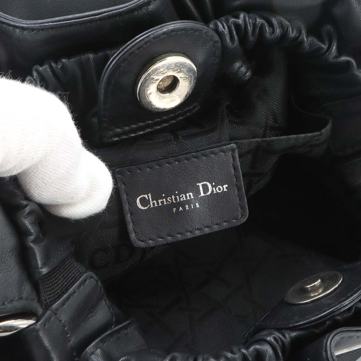 Dior Malice Pearl Hand Bag Leather Black Silver Maris Bag — view 7