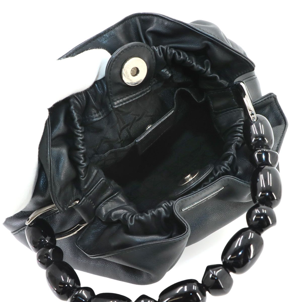 Dior Malice Pearl Hand Bag Leather Black Silver Maris Bag — view 6