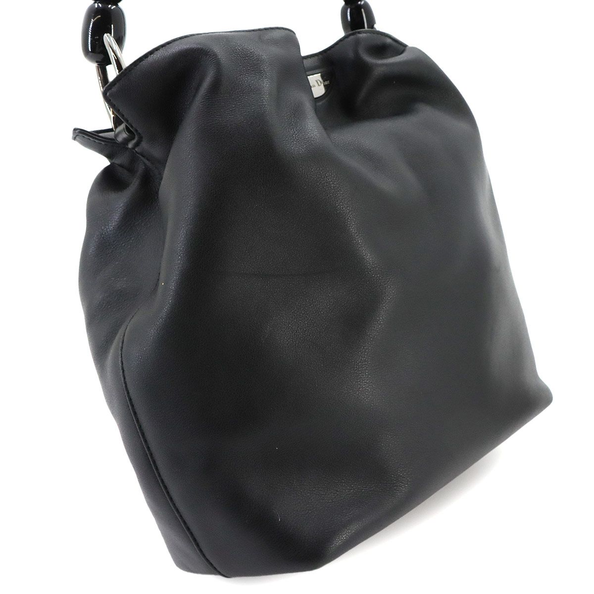 Dior Malice Pearl Hand Bag Leather Black Silver Maris Bag — view 8