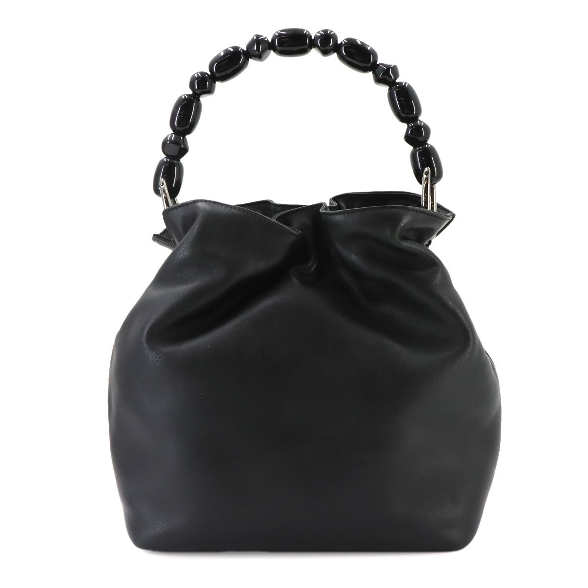 Dior Malice Pearl Hand Bag Leather Black Silver Maris Bag — view 2