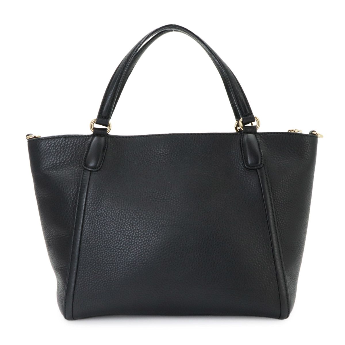 Gucci Soho Interlocking G 2-Way Tote Shoulder Bag Leather Black Gold — view 3