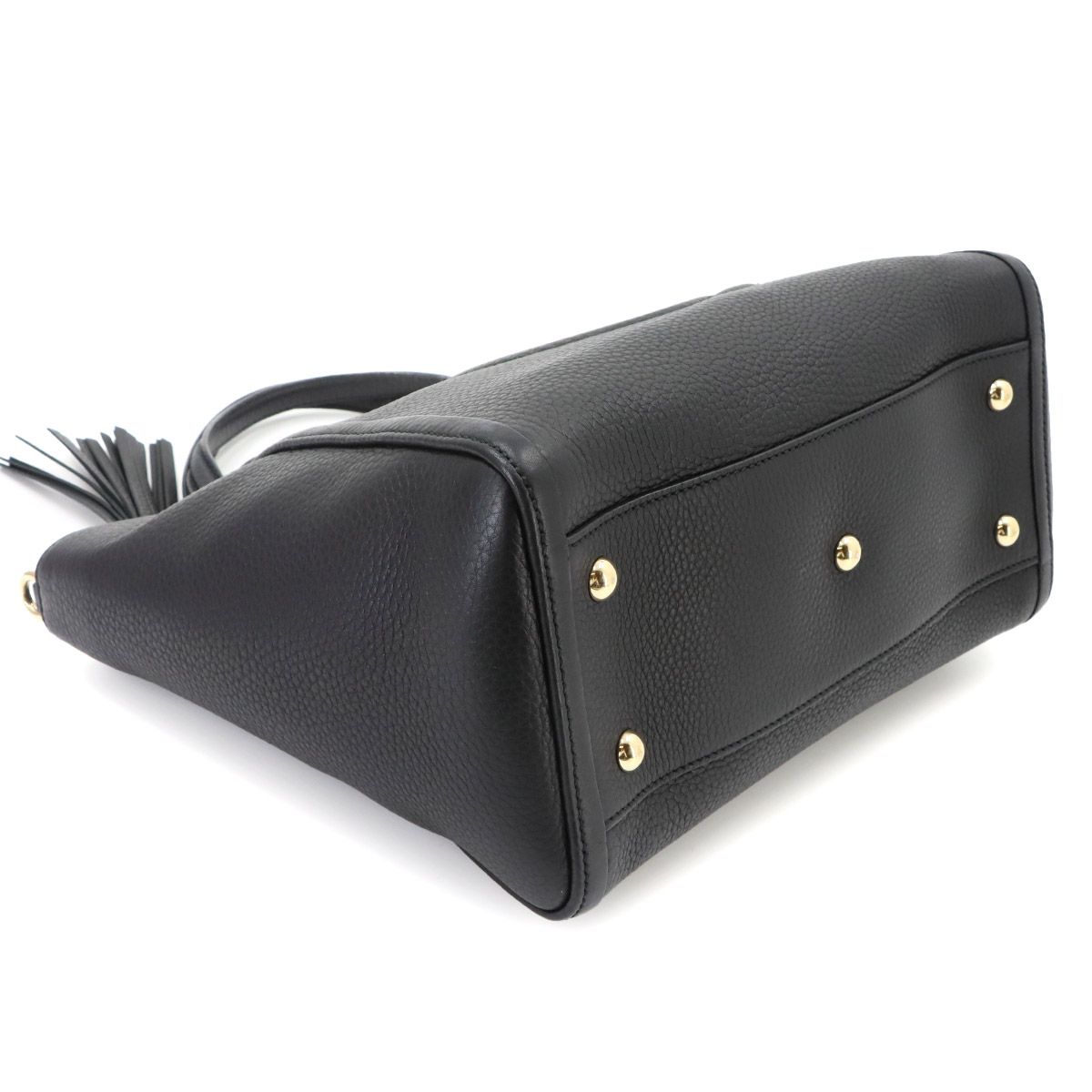 Gucci Soho Interlocking G 2-Way Tote Shoulder Bag Leather Black Gold — view 5