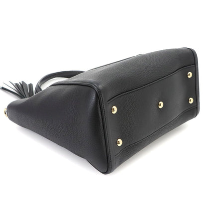 Gucci Soho Interlocking G 2-Way Tote Shoulder Bag Leather Black Gold — view 5