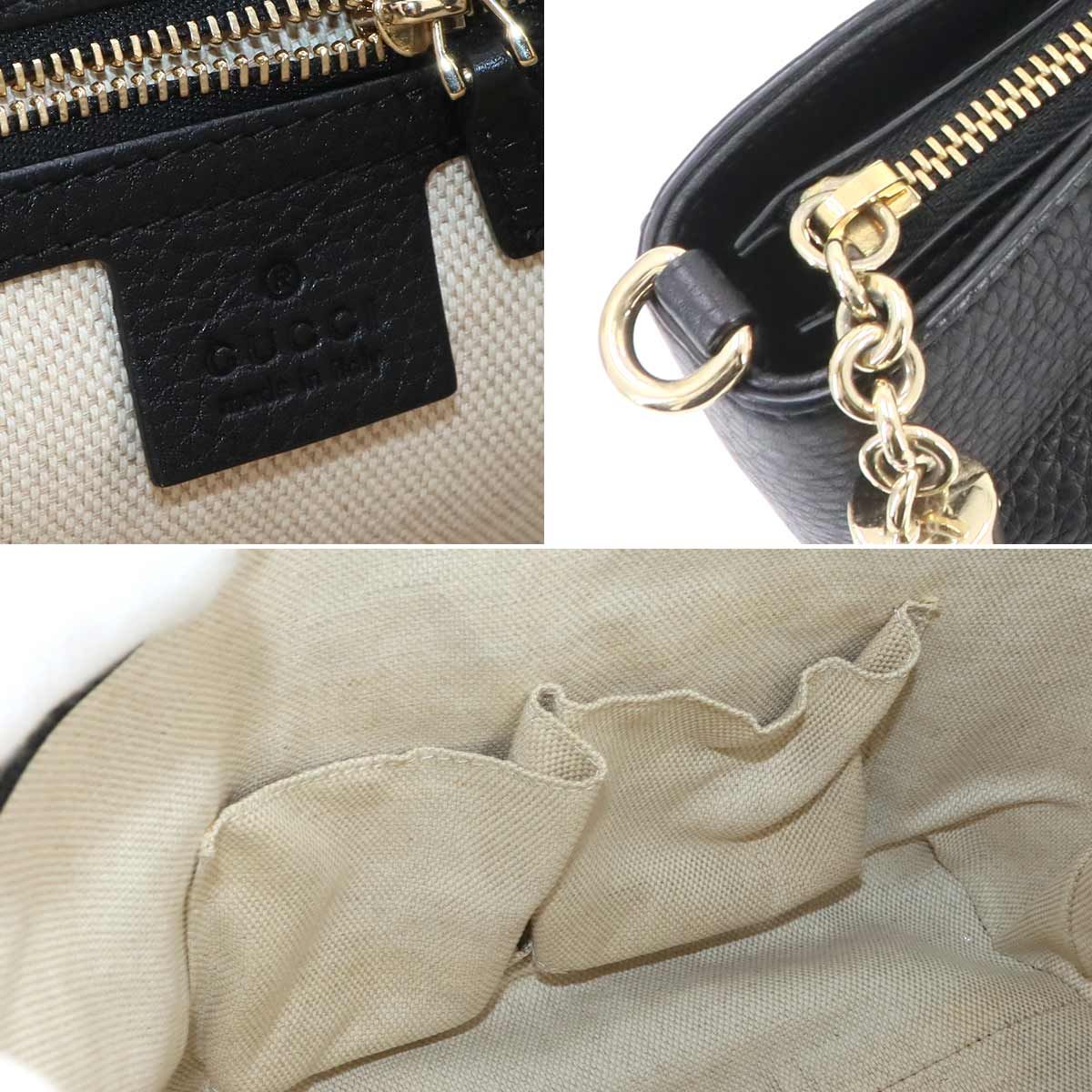 Gucci Soho Interlocking G 2-Way Tote Shoulder Bag Leather Black Gold — view 8