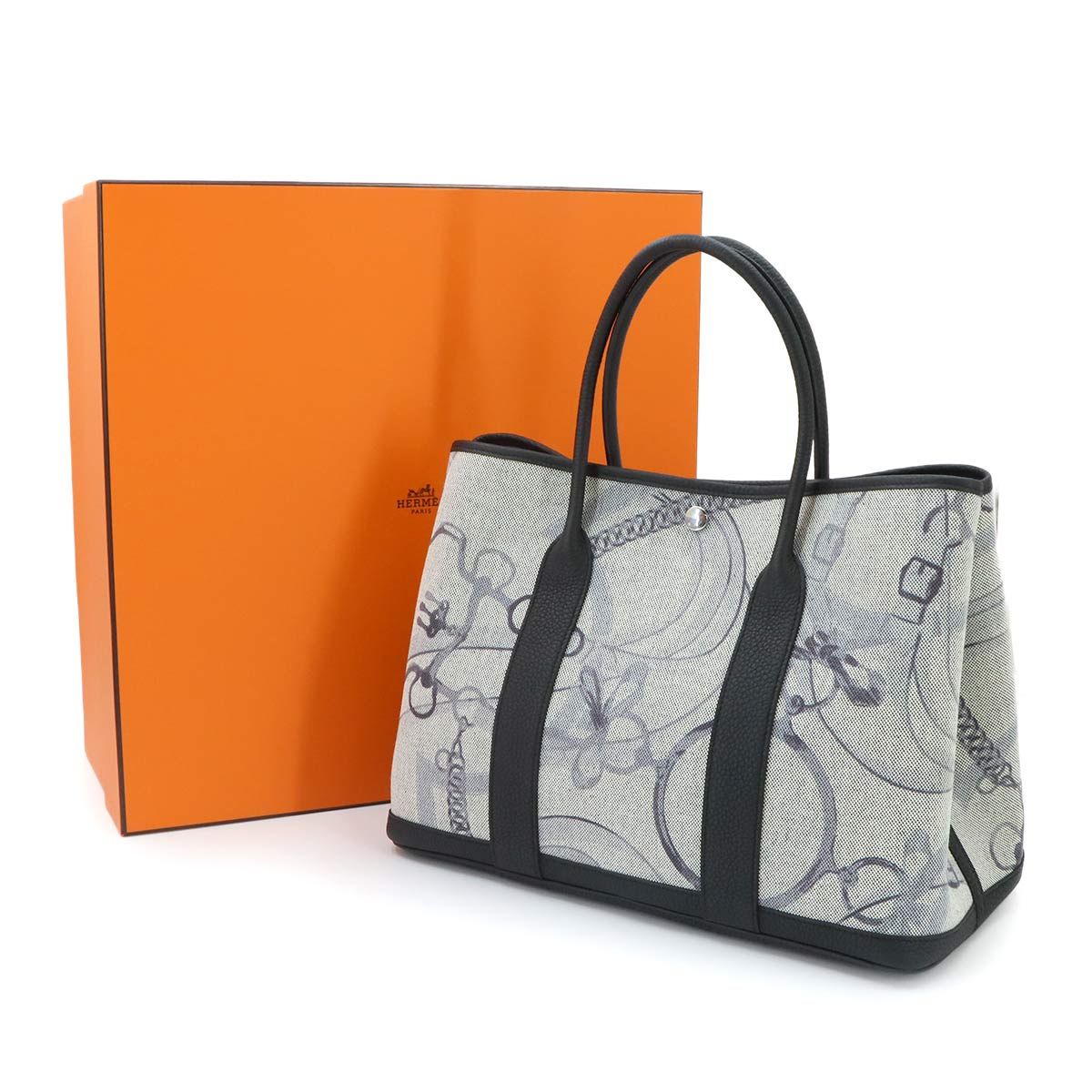 Hermes Garden Party PM Promenade du Matin Tote Toile H Negonda Black — view 2