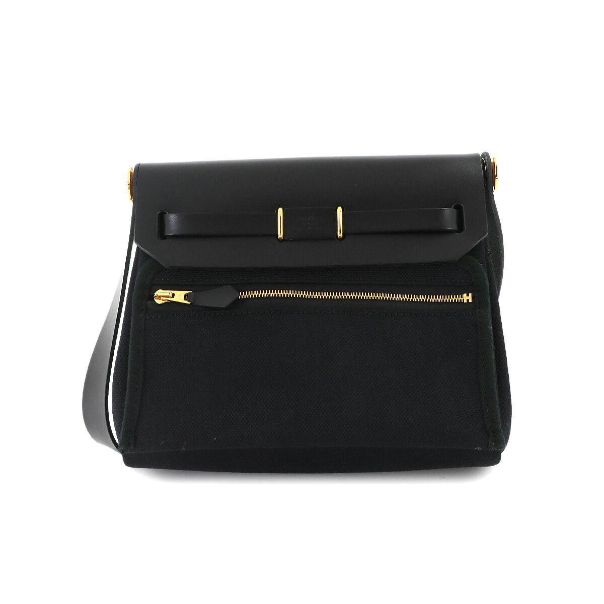 Hermes Herbag Zip 20 Shoulder Bag Toile Hunter Black — view 3