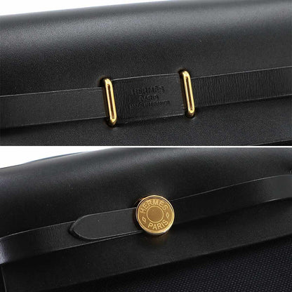 Hermes Herbag Zip 20 Shoulder Bag Toile Hunter Black — view 8