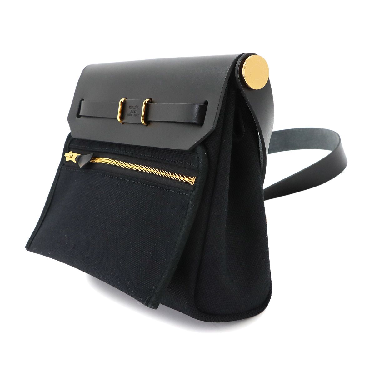 Hermes Herbag Zip 20 Shoulder Bag Toile Hunter Black — view 4